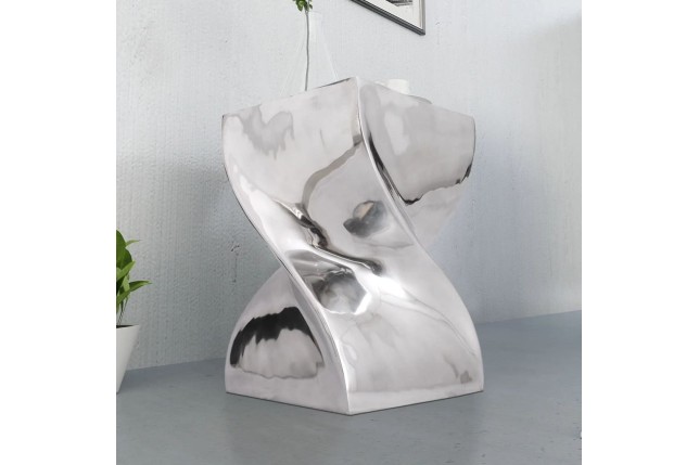 Table auxiliaire / Tabouret Forme torsadée Aluminium Argenté