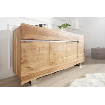 Enfilade 170 cm  design en bois massif avec piètement en métal