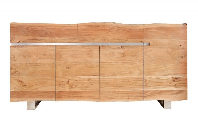 Enfilade 170 cm  design en bois massif avec piètement en métal