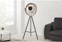Lampadaire design en acier inoxydable et en aluminium coloris noir et argenté
