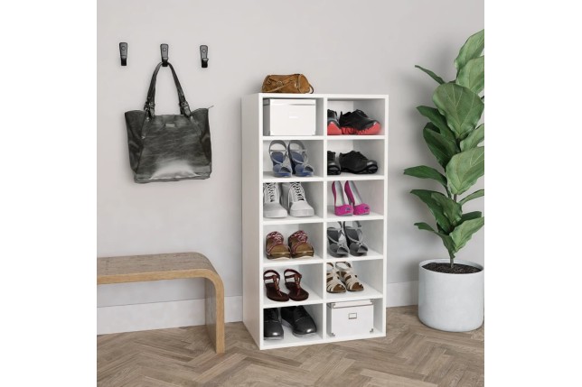 Étagère à chaussures Blanc 54x34x100,5 cm 