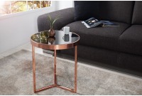 Table d'appoint design en verre noir / métal cuivré