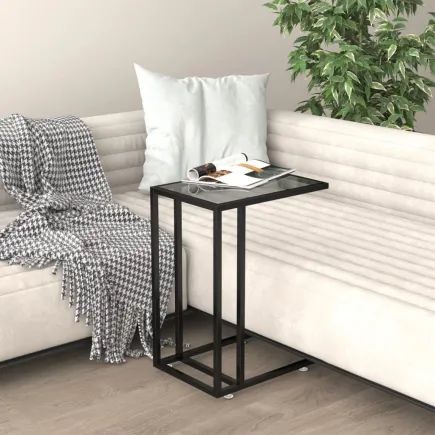Table d'appoint pour ordinateur Noir 50x35x65 cm Verre trempé