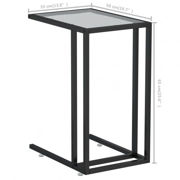 Table d'appoint pour ordinateur Noir 50x35x65 cm Verre trempé