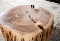 Table basse roulette en bois massif design naturel
