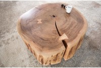 Table basse roulette en bois massif design naturel