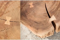 Table basse roulette en bois massif design naturel