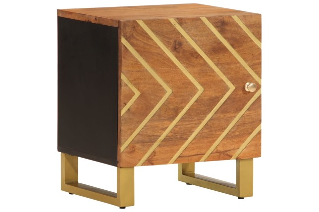 Table de chevet marron et noir bois de manguier solide