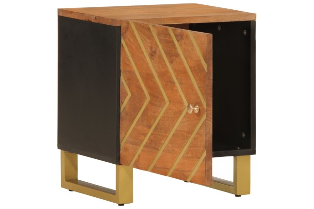 Table de chevet marron et noir bois de manguier solide