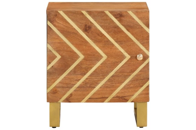 Table de chevet marron et noir bois de manguier solide