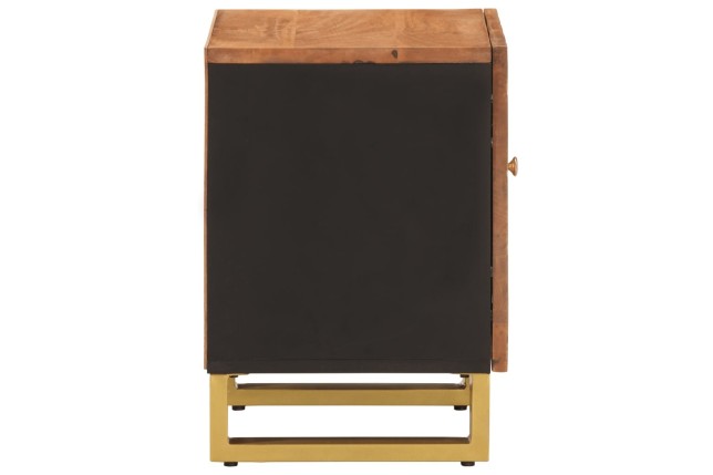 Table de chevet marron et noir bois de manguier solide