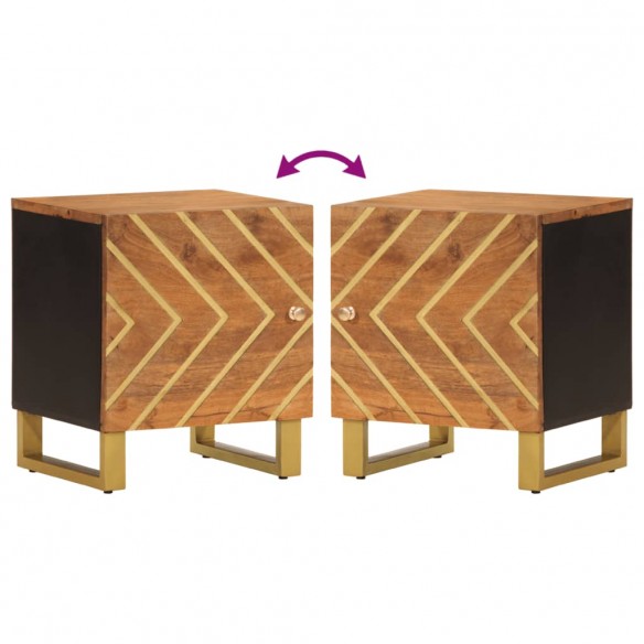 Table de chevet marron et noir bois de manguier solide