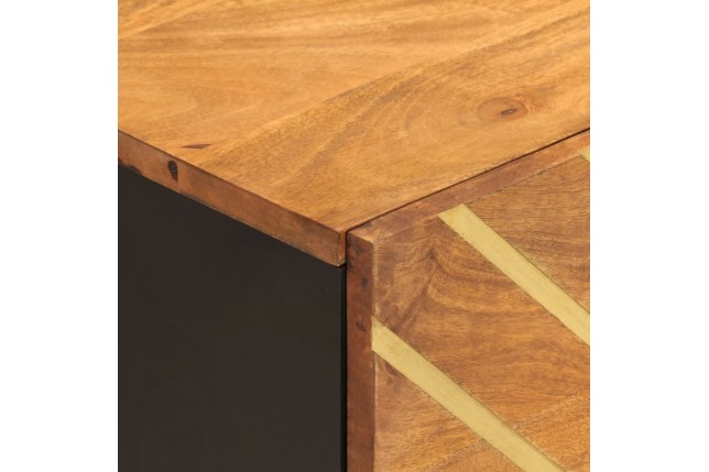 Table de chevet marron et noir bois de manguier solide