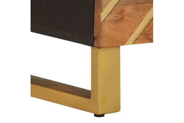 Table de chevet marron et noir bois de manguier solide