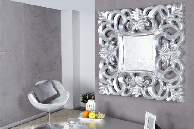 Miroir mural style baroque teinté argent
