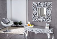 Miroir mural style baroque teinté argent
