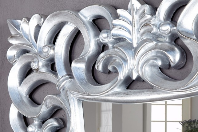Miroir mural style baroque teinté argent