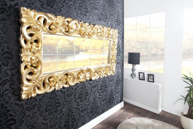 Miroir mural style baroque en polyrésine doré