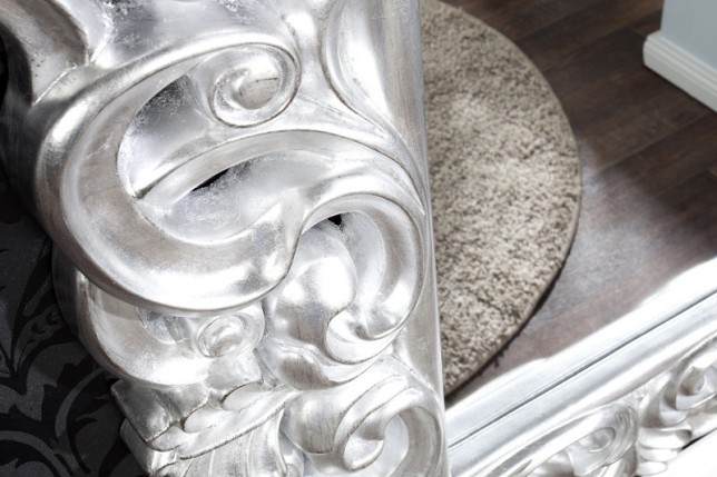 Miroir mural style baroque en polyrésine argenté