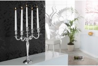 Chandelier style broque 5 branches en aluminium argenté