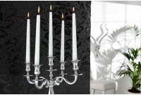 Chandelier style broque 5 branches en aluminium argenté