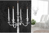 Chandelier 120 cm design 5 branches en aluminium argenté