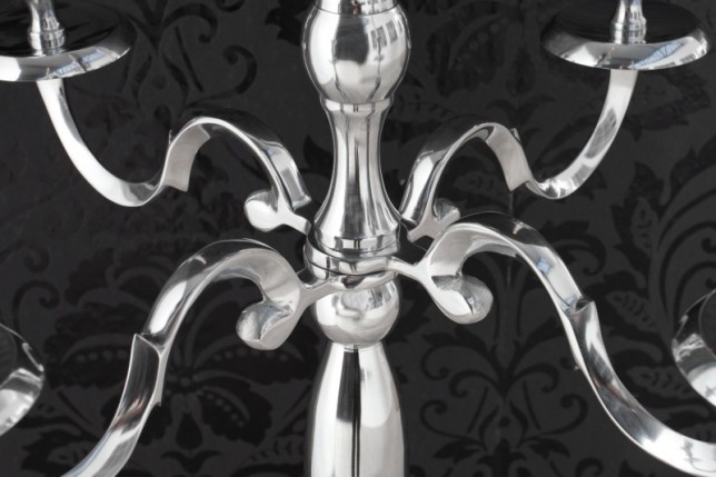 Chandelier 120 cm design 5 branches en aluminium argenté
