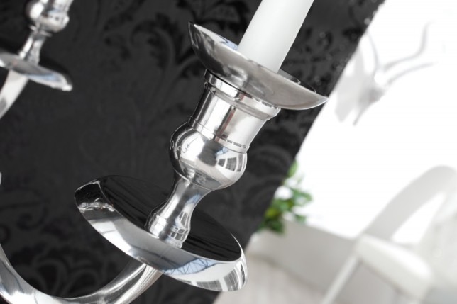 Chandelier 120 cm design 5 branches en aluminium argenté
