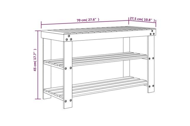 Étagère à chaussures 3 niveaux 70x27,5x45 cm bambou