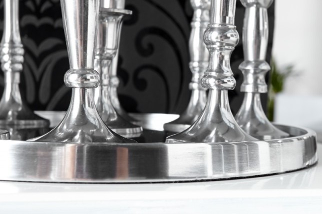 Chandelier design en aluminium argenté à 9 branches