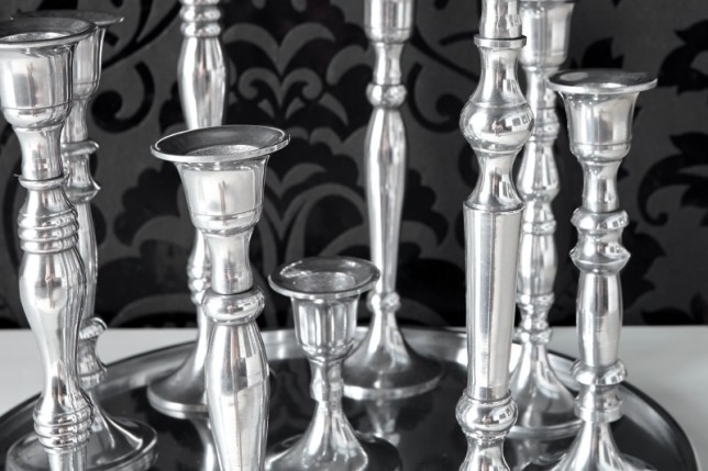 Chandelier design en aluminium argenté à 9 branches