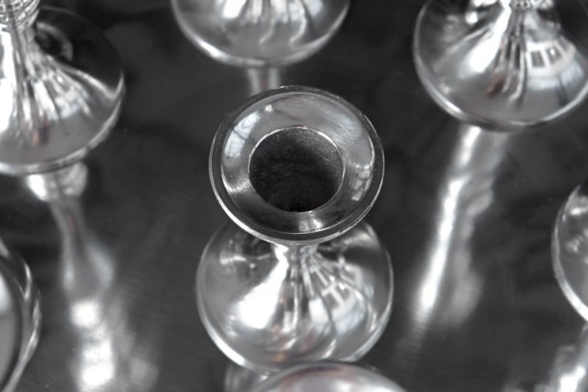 Chandelier design en aluminium argenté à 9 branches