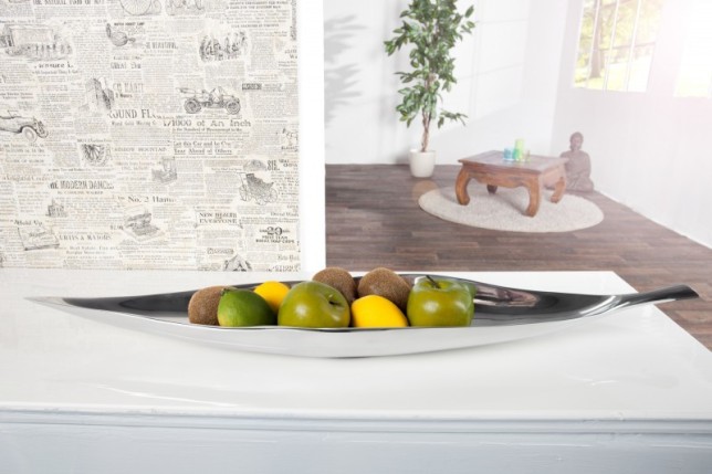 Bol de fruits décoratif en aluminium argenté
