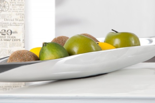 Bol de fruits décoratif en aluminium argenté