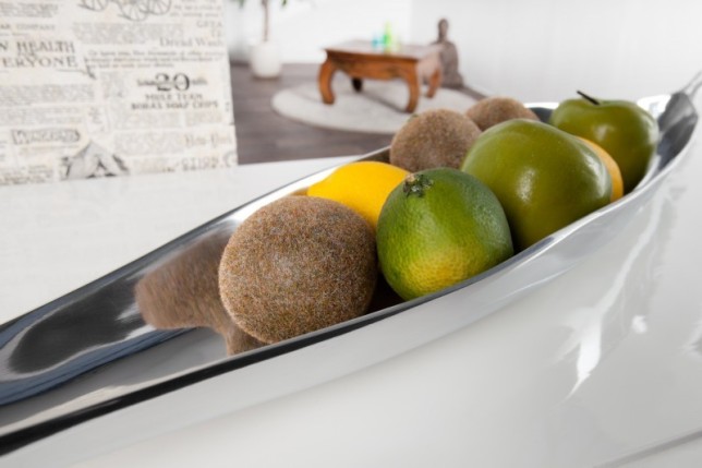 Bol de fruits décoratif en aluminium argenté