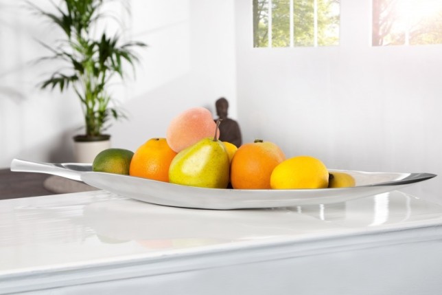 Bol de fruits design en aluminium coloris argent