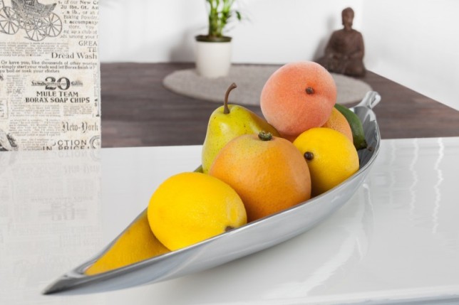 Bol de fruits design en aluminium coloris argent