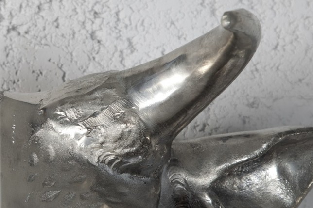 Trophée mural 65 cm en tête de taureau en aluminium argenté