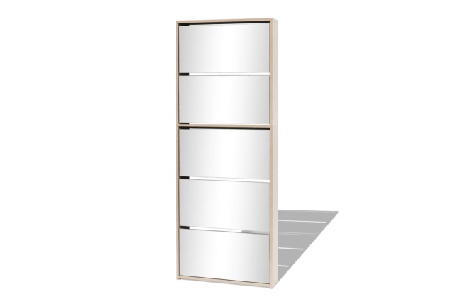 Meuble à chaussures 5 étagères et miroir 63x17x169,5 cm Chêne