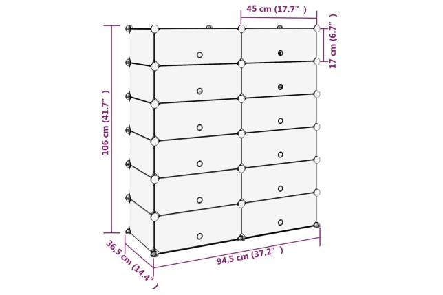 Étagère à chaussures Transparent 94,5x36,5x106 cm PP