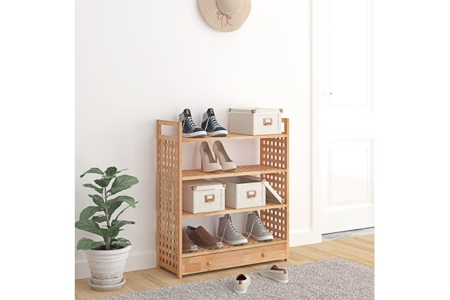 Meuble à chaussures avec tiroir 70x27x81cm Bois massif de noyer