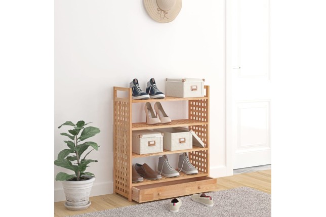 Meuble à chaussures avec tiroir 70x27x81cm Bois massif de noyer