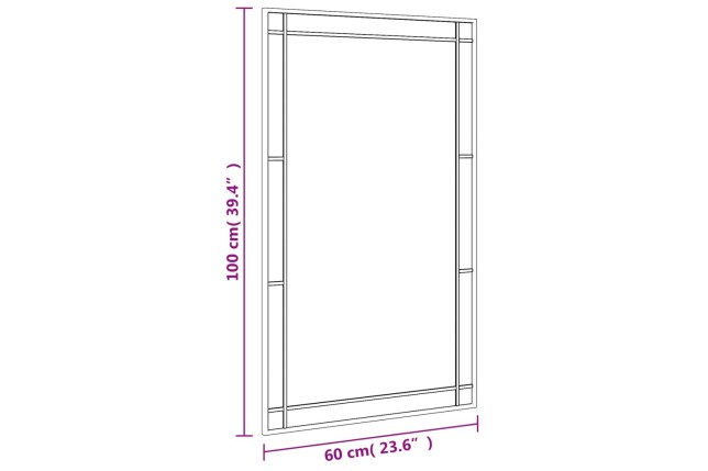 Miroir mural noir 60x100 cm rectangulaire fer