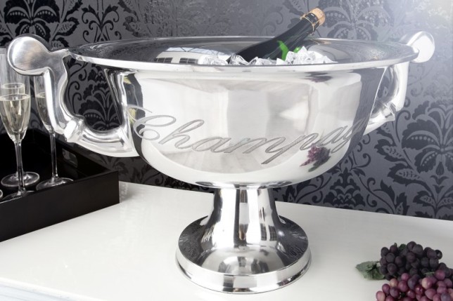 Vasque décorative pour champagne/glace en aluminium argenté