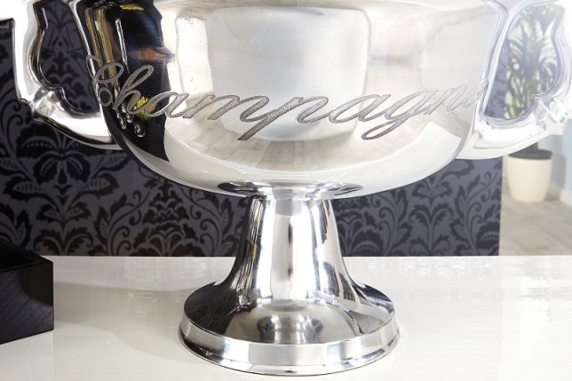 Vasque décorative pour champagne/glace en aluminium argenté