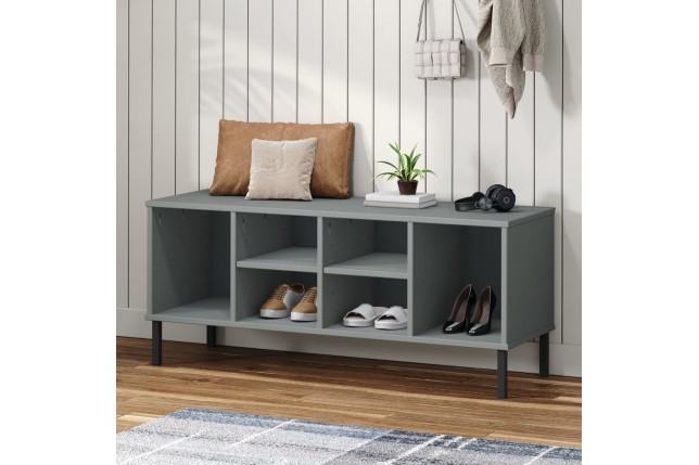 Étagère à chaussures pieds en métal Gris 106x35x45 cm Bois OSLO