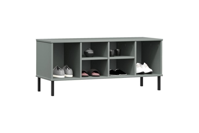 Étagère à chaussures pieds en métal Gris 106x35x45 cm Bois OSLO