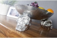 Bol de fruits design crânes en aluminium argenté