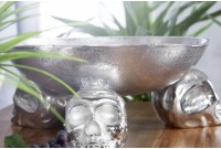 Bol de fruits design crânes en aluminium argenté