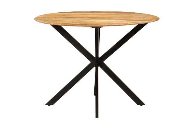 Table à dîner Ø110x78 cm Bois de manguier massif et acier